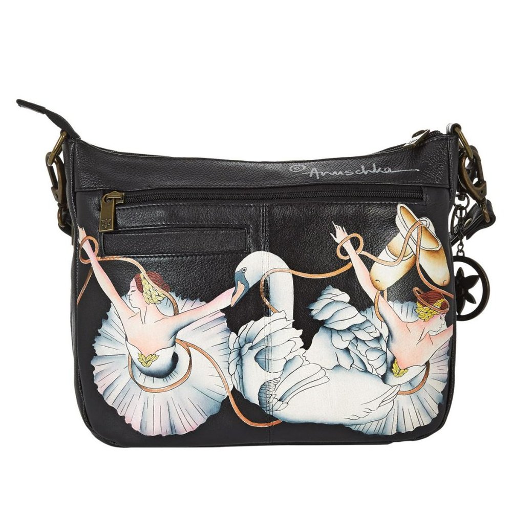 NWT Swan Dance Anuschka Hand-Painted Leather Convertible Hobo